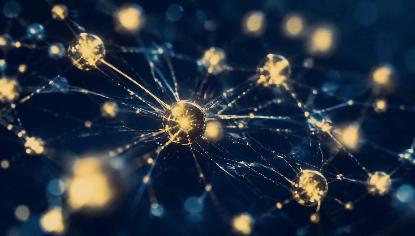 Abstract network of glowing connected nodes