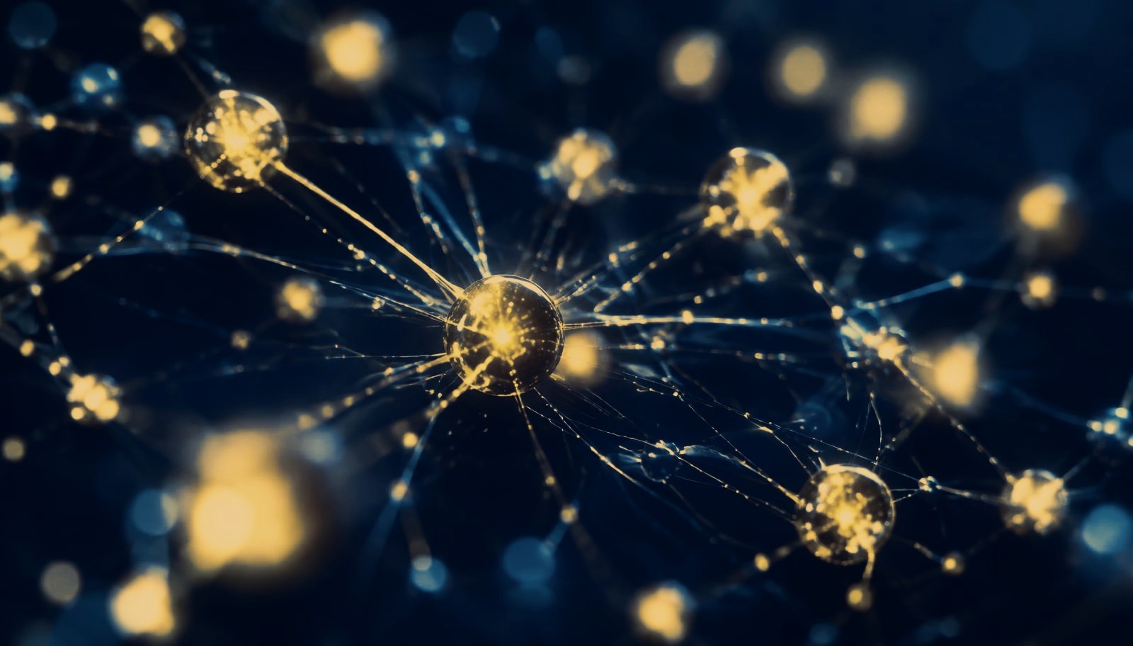 Abstract network of glowing connected nodes